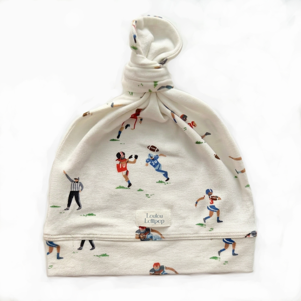 Top-Knot Beanie- Touchdown season - Summit and Nest
