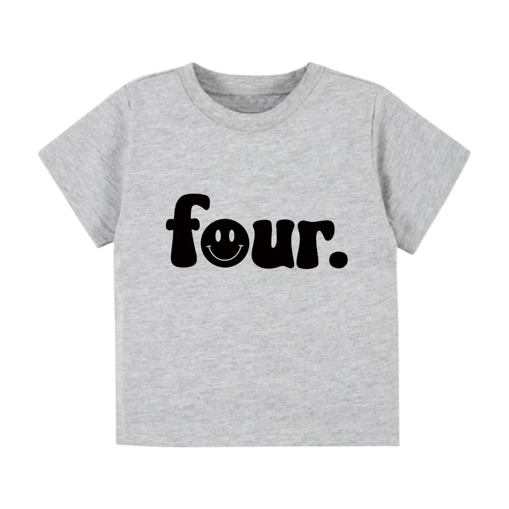 Four. Fourth birthday- Children's shirt - Summit and Nest