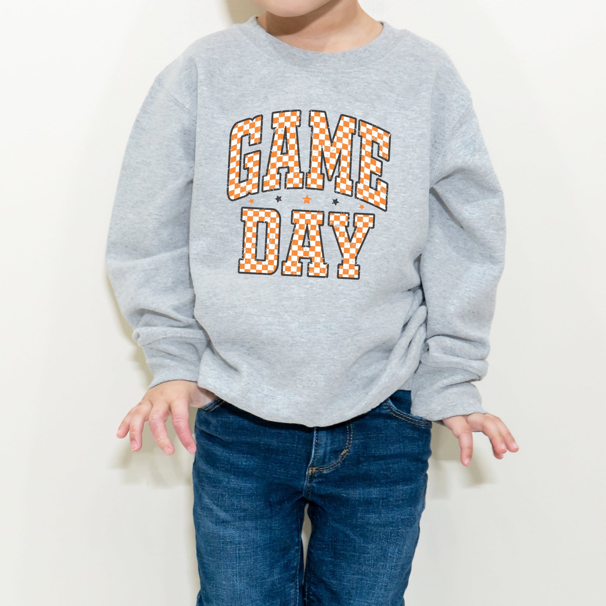 Vintage game day- Orange and white- Organic cotton infant and toddler sweatshirt - Summit and Nest