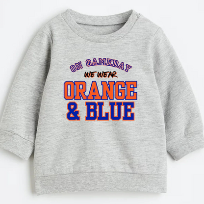 On game day we wear orange and blue- Organic cotton infant and toddler sweatshirt - Summit and Nest