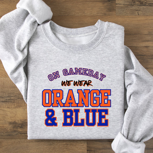 On game day we wear orange and blue- Organic cotton infant and toddler sweatshirt - Summit and Nest