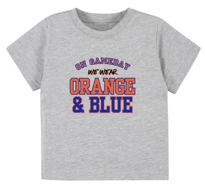 On gameday we wear orange and blue- Children's shirt and infant bodysuit - Summit and Nest