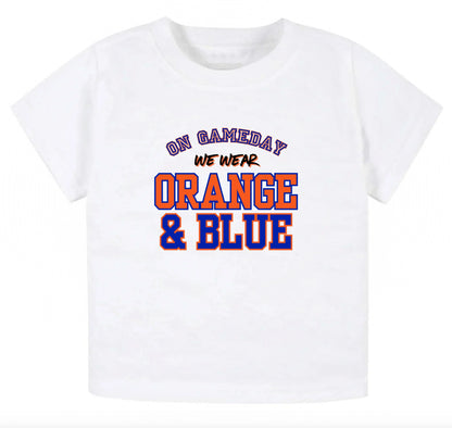 On gameday we wear orange and blue- Children's shirt and infant bodysuit - Summit and Nest
