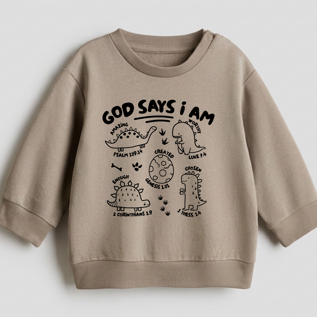 Dinosaurs-God says I am...- Children's sweatshirt