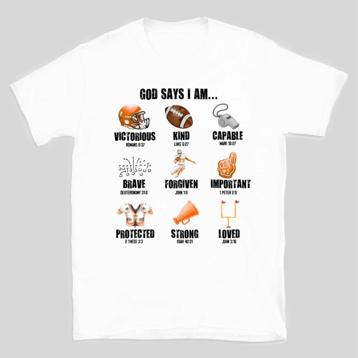 Football- God says I am- Children's shirt and infant bodysuit
