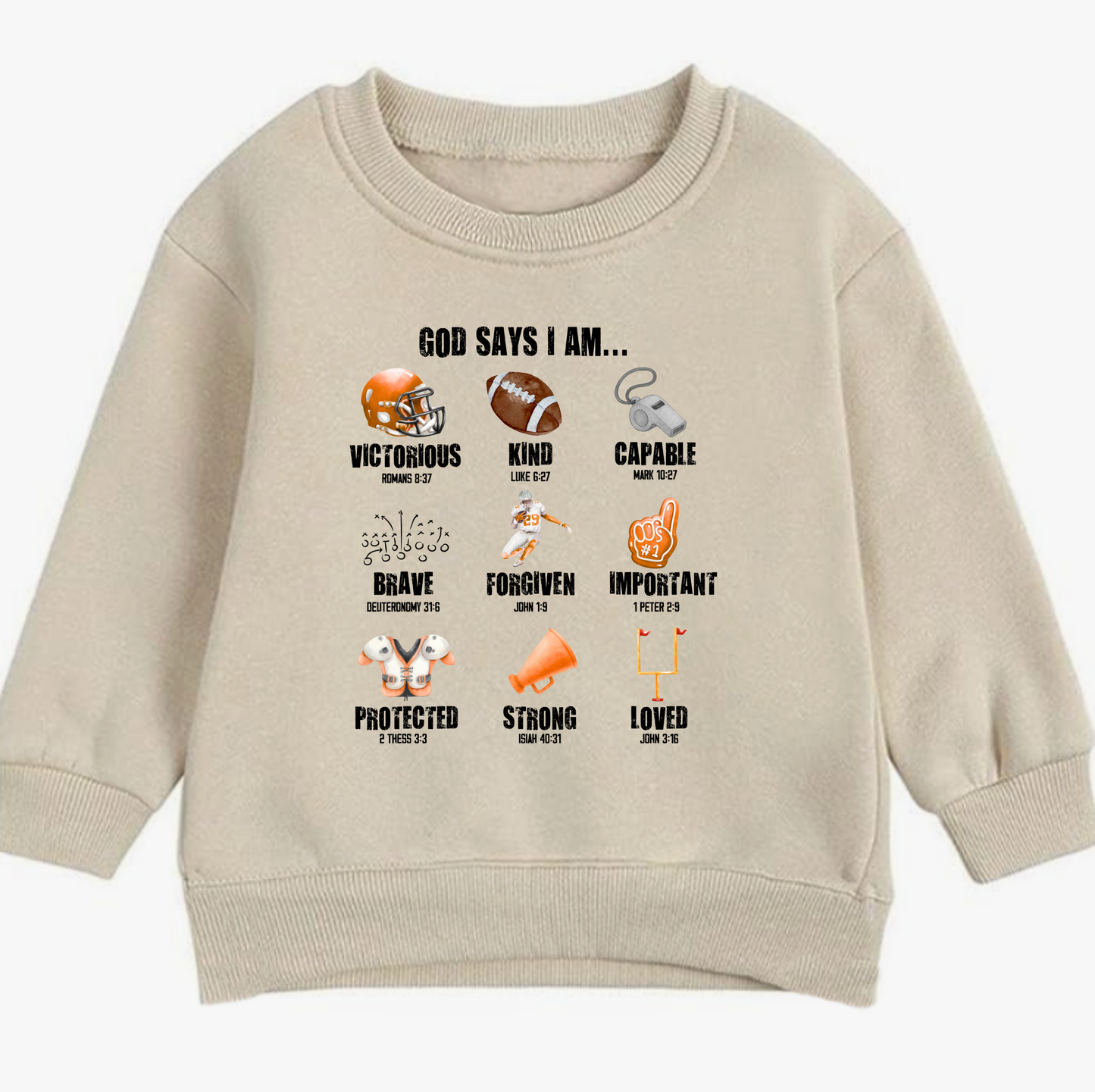 Football- God Says I Am- Children's sweatshirt