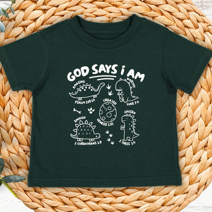 Dinosaurs- God says I am...- Short sleeve tee and infant bodysuit - Summit and Nest