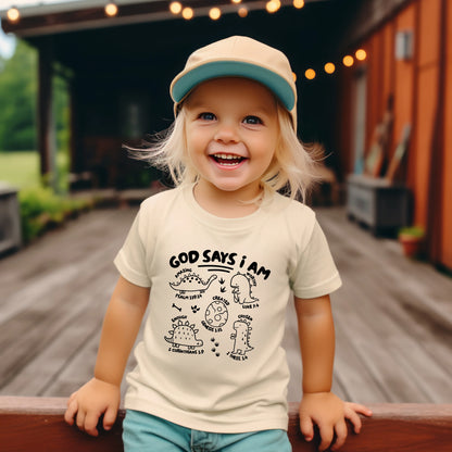 Dinosaurs- God says I am...- Short sleeve tee and infant bodysuit - Summit and Nest
