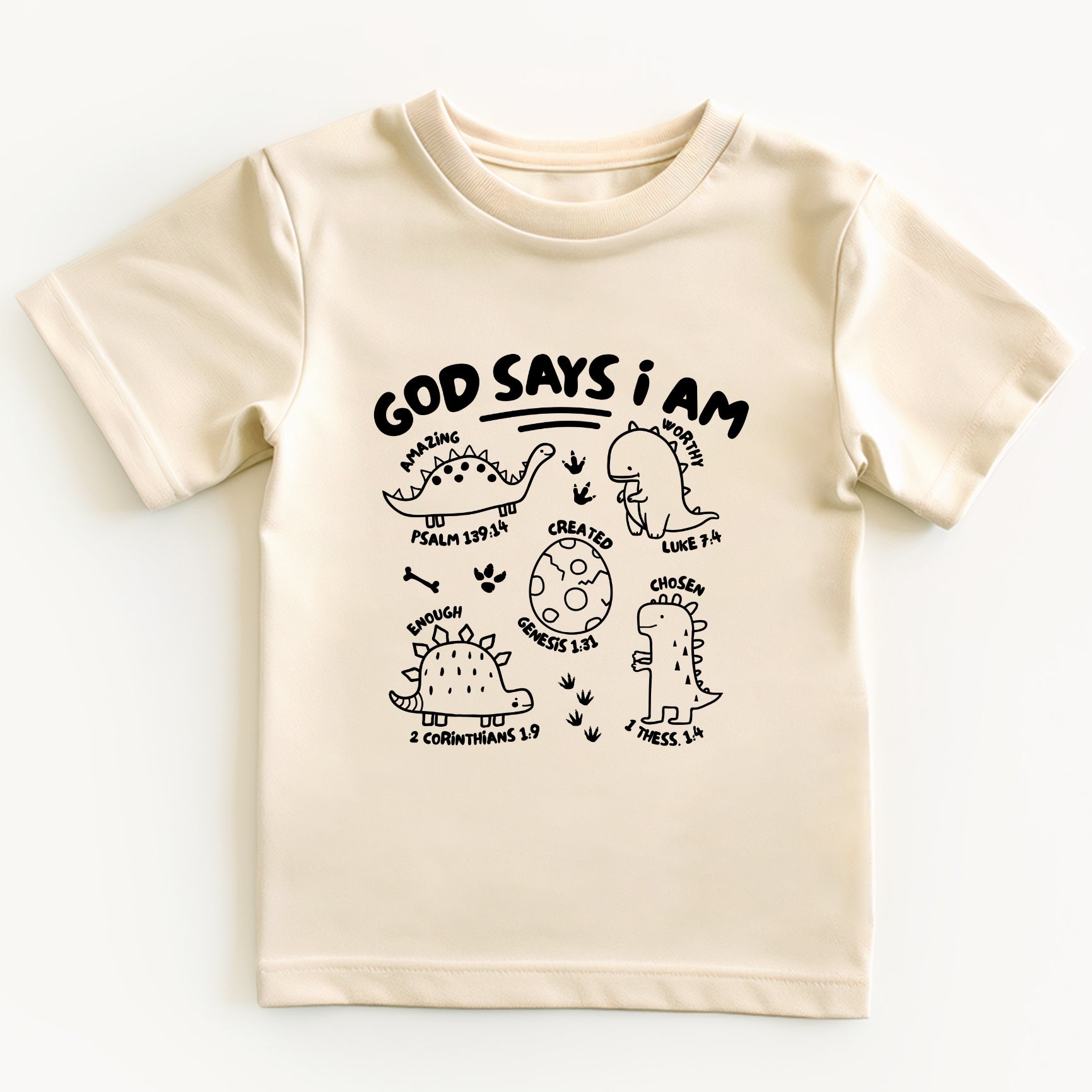 Dinosaurs- God says I am...- Short sleeve tee and infant bodysuit - Summit and Nest