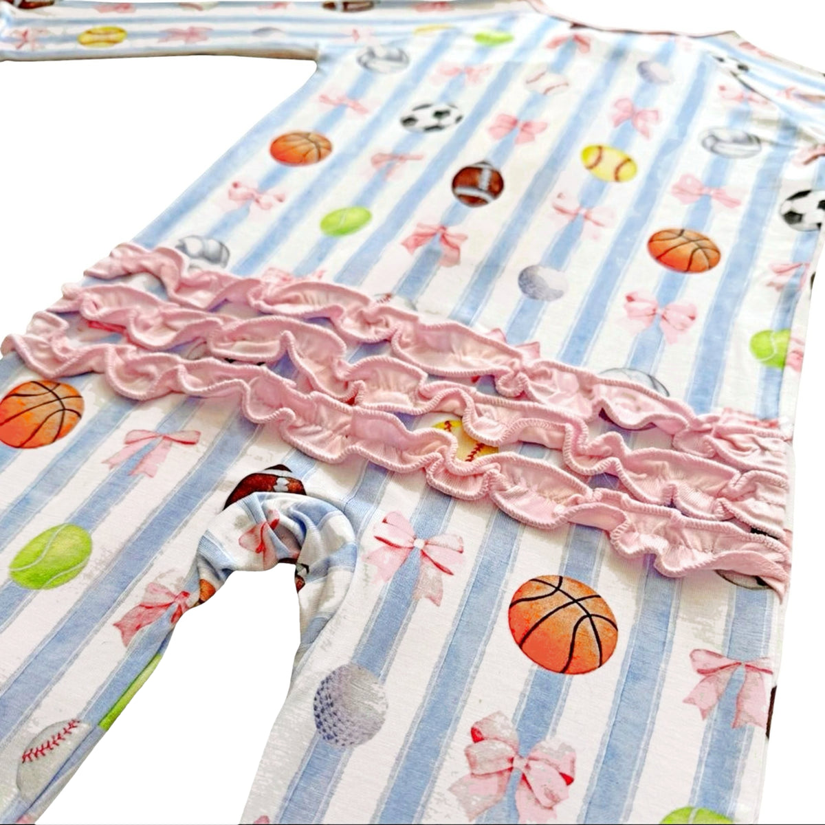 She's Got Game- Bamboo convertible ruffle footie- Zippy pajamas - Summit and Nest