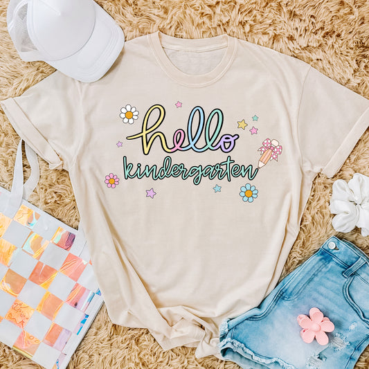 Hello school- Girl's short sleeve tee
