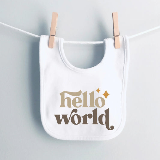 Hello world- Cotton infant bib - Summit and Nest