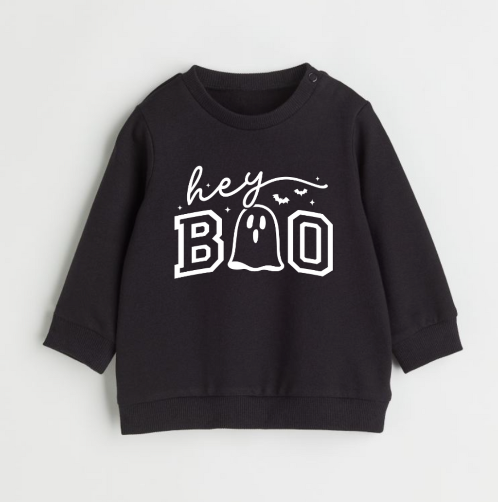 Hey Boo- Halloween sweatshirt- Infant and toddler organic cotton