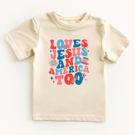 Loves Jesus and America too- Short sleeve tee and infant bodysuit
