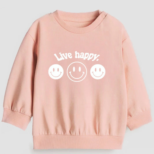 Live happy- Organic cotton infant and toddler sweatshirt - Summit and Nest