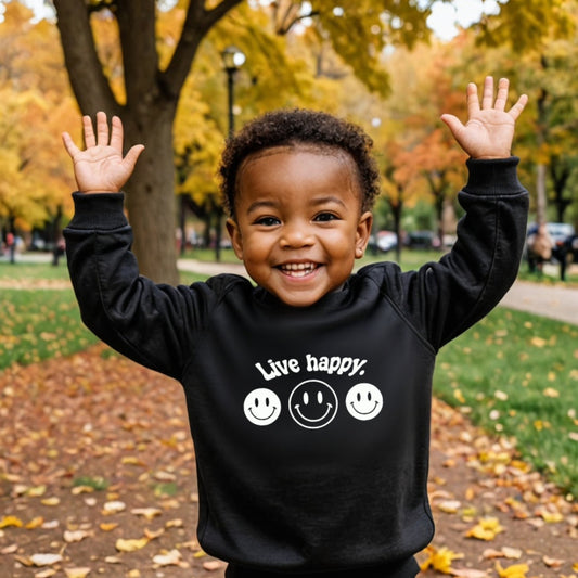 Live happy- Organic cotton infant and toddler sweatshirt - Summit and Nest