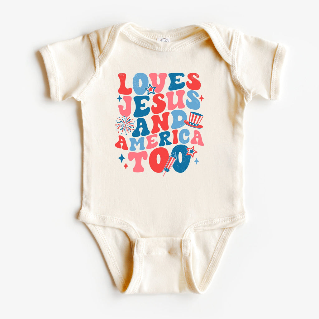 Loves Jesus and America too- Short sleeve tee and infant bodysuit - Summit and Nest