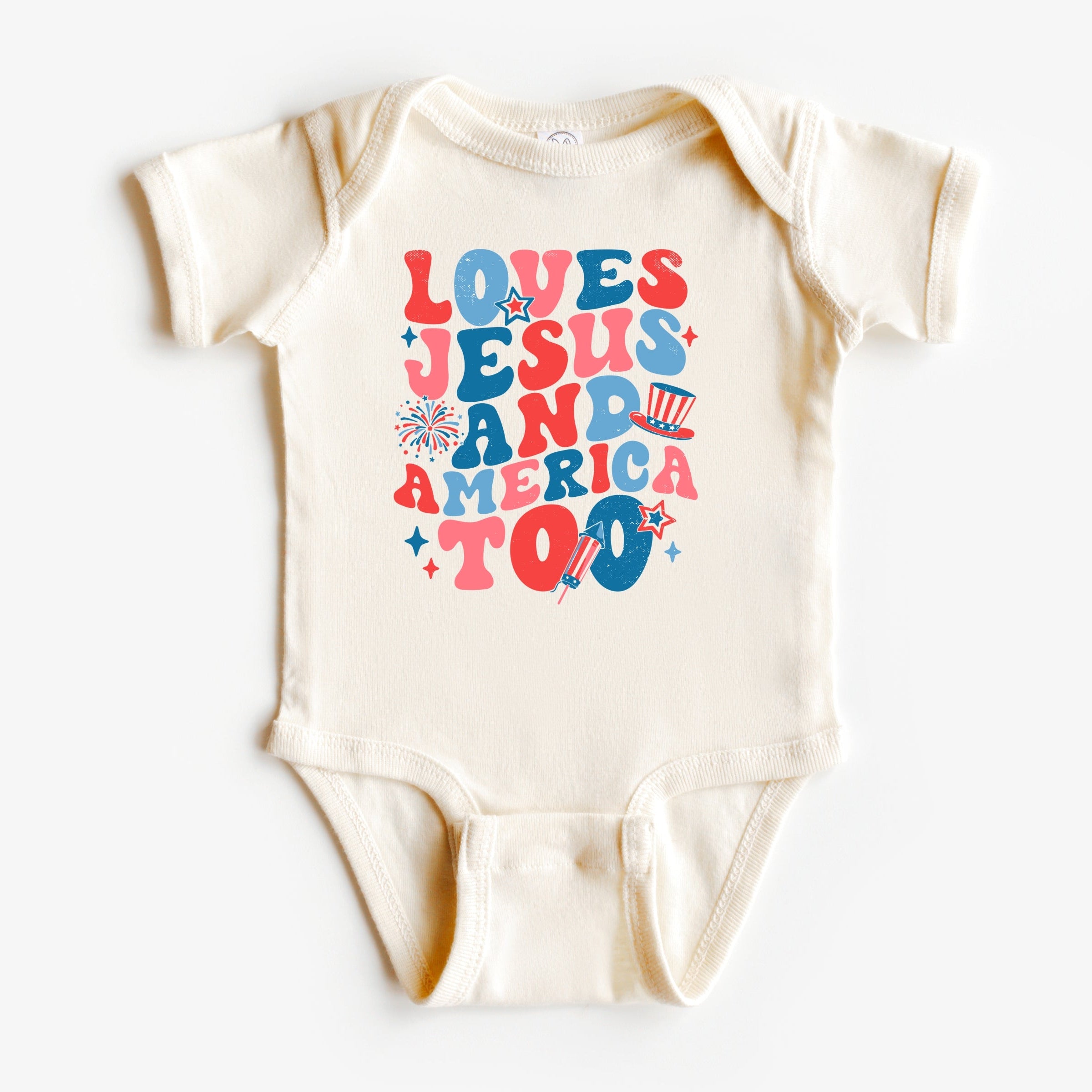 Loves Jesus and America too- Short sleeve tee and infant bodysuit - Summit and Nest