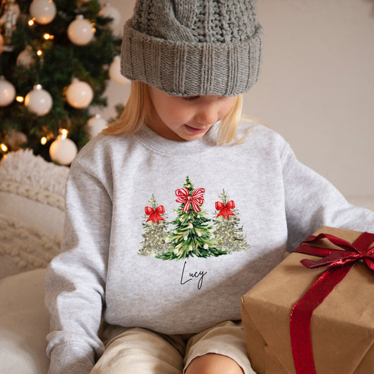 Bows on tree tops (custom)- Christmas- Children's sweatshirt - Summit and Nest