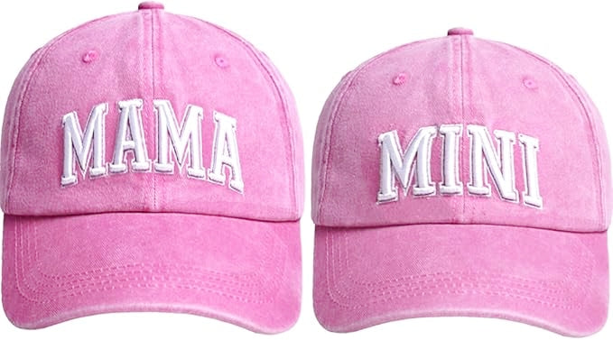 Mama and Mini Embroidered Hat Set- Pink - Summit and Nest