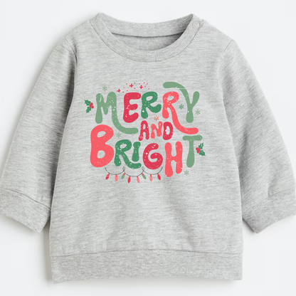 Merry and bright- Christmas- Children's sweatshirt - Summit and Nest