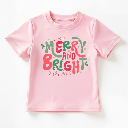 Merry and bright- Christmas- Children's t shirt and infant bodysuit - Summit and Nest