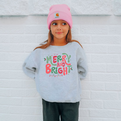 Merry and bright- Christmas- Children's sweatshirt - Summit and Nest