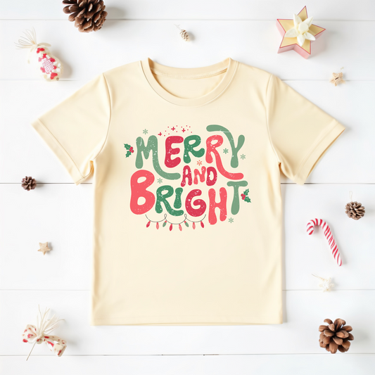 Merry and bright- Christmas- Children's t shirt and infant bodysuit - Summit and Nest