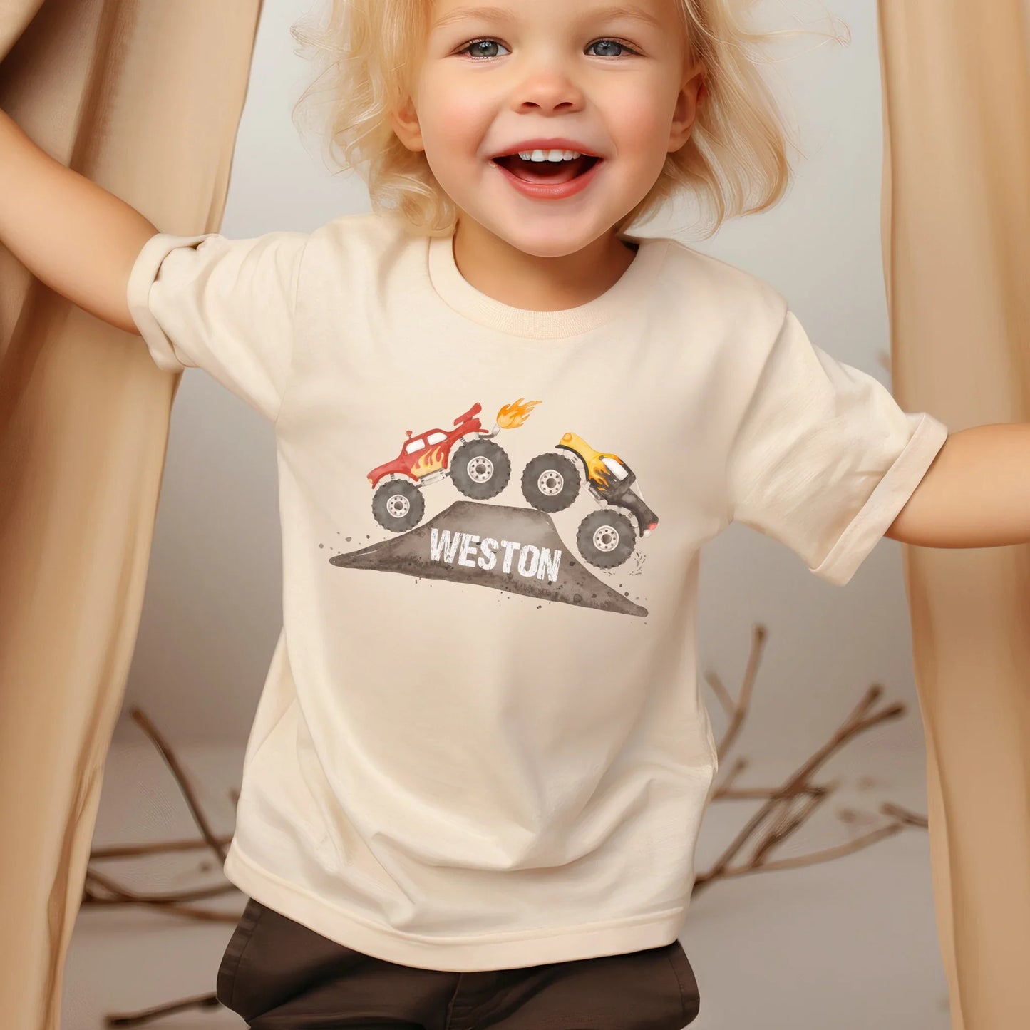 Monster truckin- Customized short sleeve tee and infant bodysuit - Summit and Nest