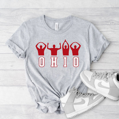 gray ohio state shirt. ohio referee signals