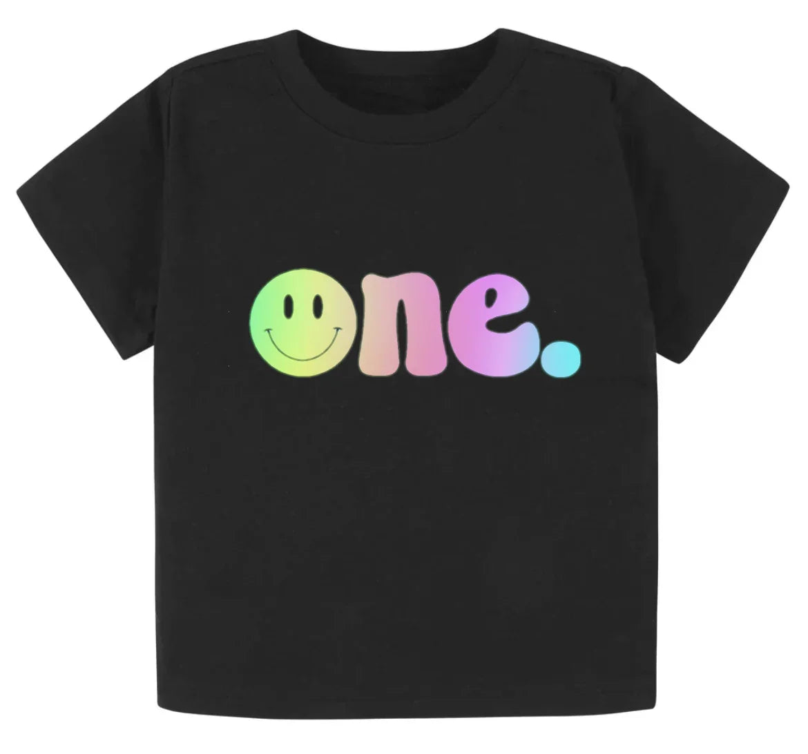 SALE- One. Smiley first birthday- Children's shirt and infant bodysuit - Summit and Nest