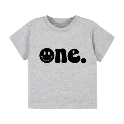 One. Smiley first birthday- Children's shirt and infant bodysuit - Summit and Nest