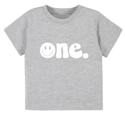 One. Smiley first birthday- Children's shirt and infant bodysuit - Summit and Nest