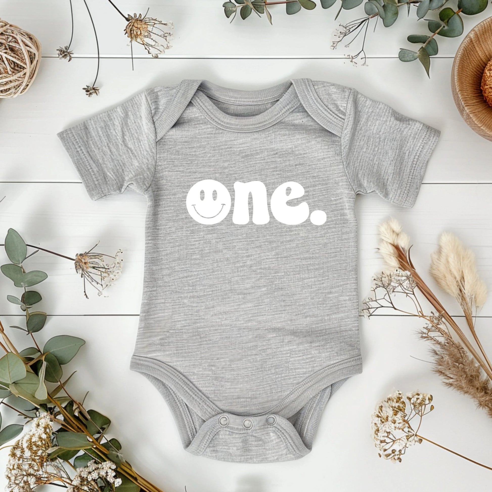 One. Smiley first birthday- Children's shirt and infant bodysuit - Summit and Nest