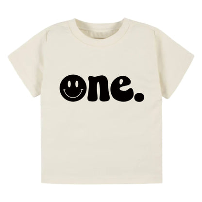 One. Smiley first birthday- Children's shirt and infant bodysuit - Summit and Nest