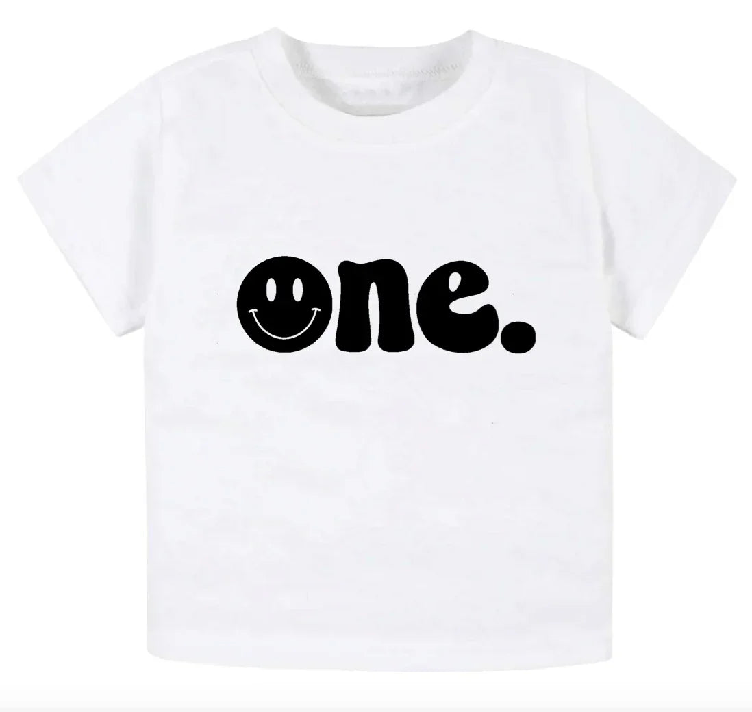 SALE- One. Smiley first birthday- Children's shirt and infant bodysuit - Summit and Nest