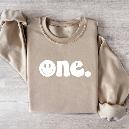 One. Smiley first birthday- Organic cotton infant and toddler sweatshirt - Summit and Nest