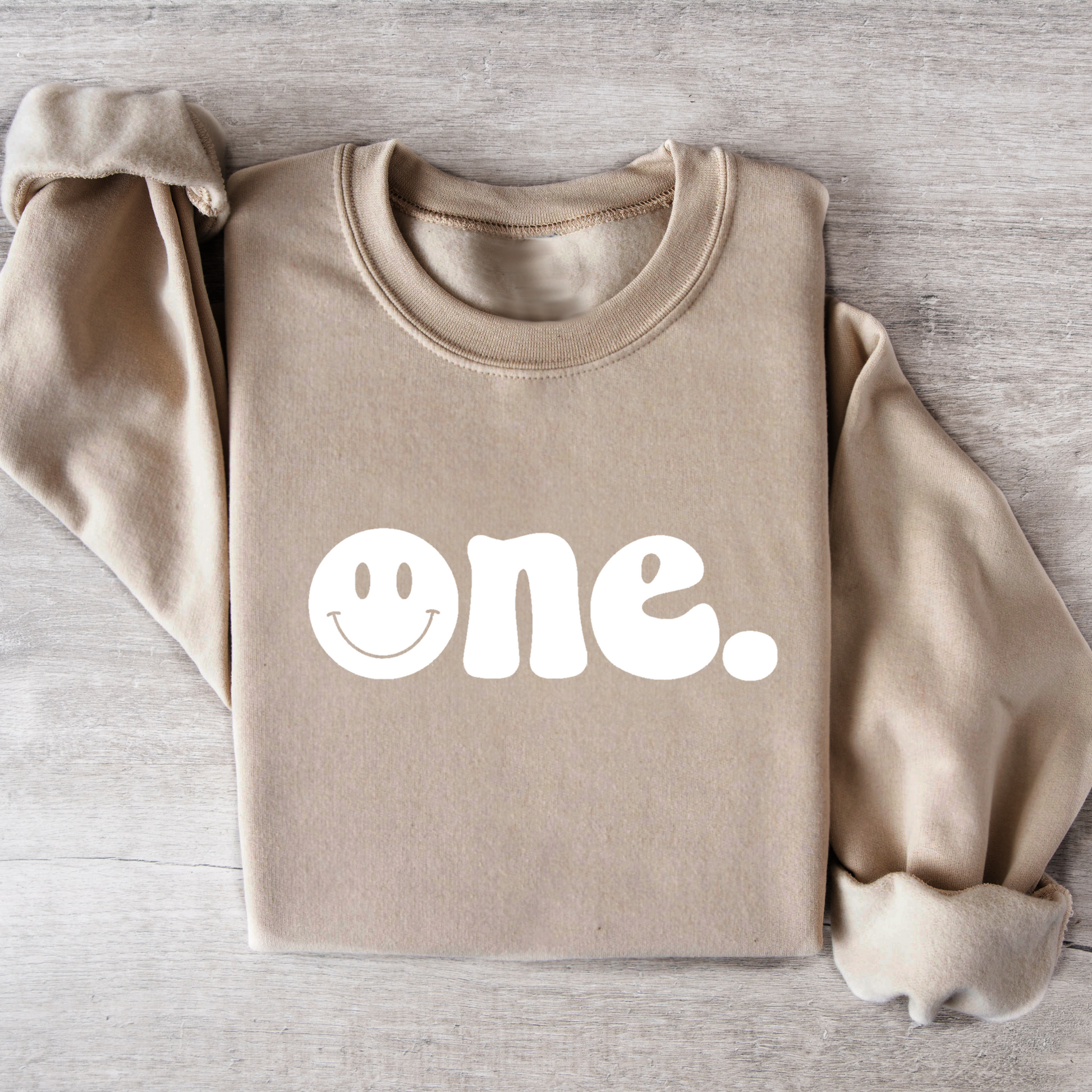 One. Smiley first birthday- Organic cotton infant and toddler sweatshirt - Summit and Nest