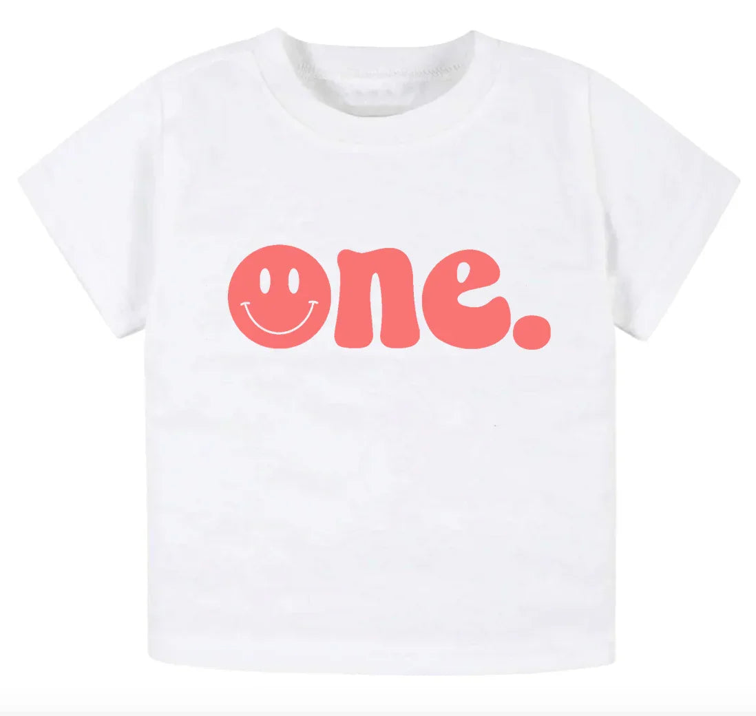 SALE- One. Smiley first birthday- Children's shirt and infant bodysuit - Summit and Nest