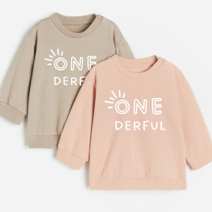 One-derful. First birthday- Organic cotton infant and toddler sweatshirt - Summit and Nest