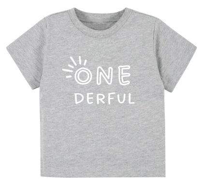 One-derful. First birthday- Children's shirt and infant bodysuit - Summit and Nest