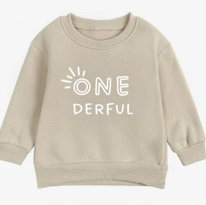 One-derful. First birthday- Organic cotton infant and toddler sweatshirt - Summit and Nest
