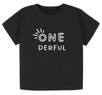 One-derful. First birthday- Children's shirt and infant bodysuit - Summit and Nest