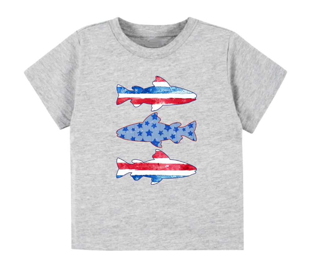 Patriotic fish- Short sleeve tee and infant bodysuit - Summit and Nest