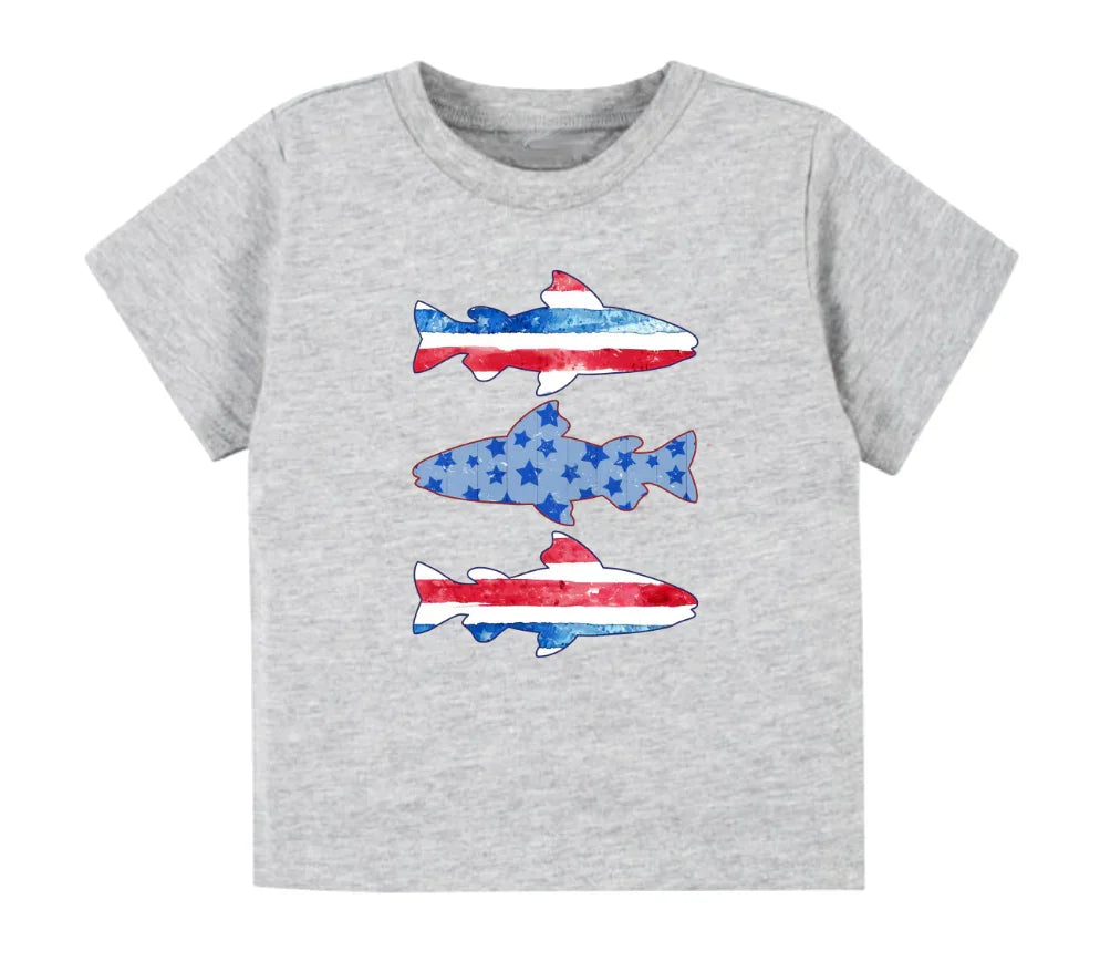 Patriotic fish- Short sleeve tee and infant bodysuit - Summit and Nest