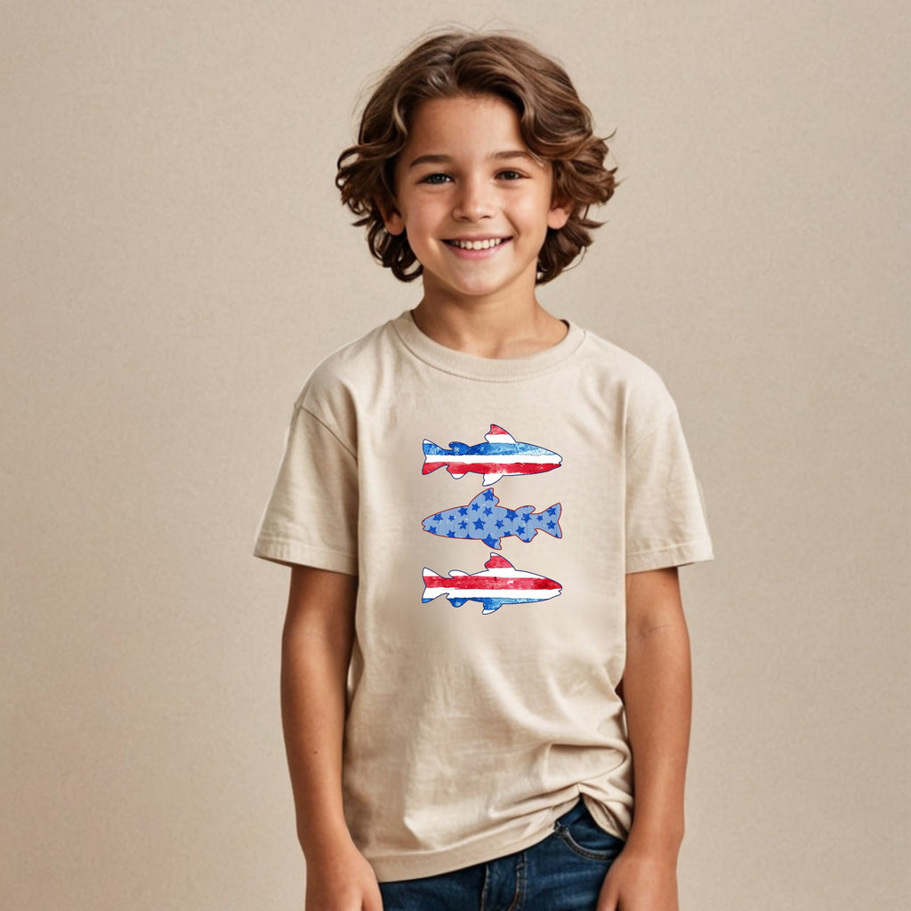 Patriotic fish- Short sleeve tee and infant bodysuit - Summit and Nest