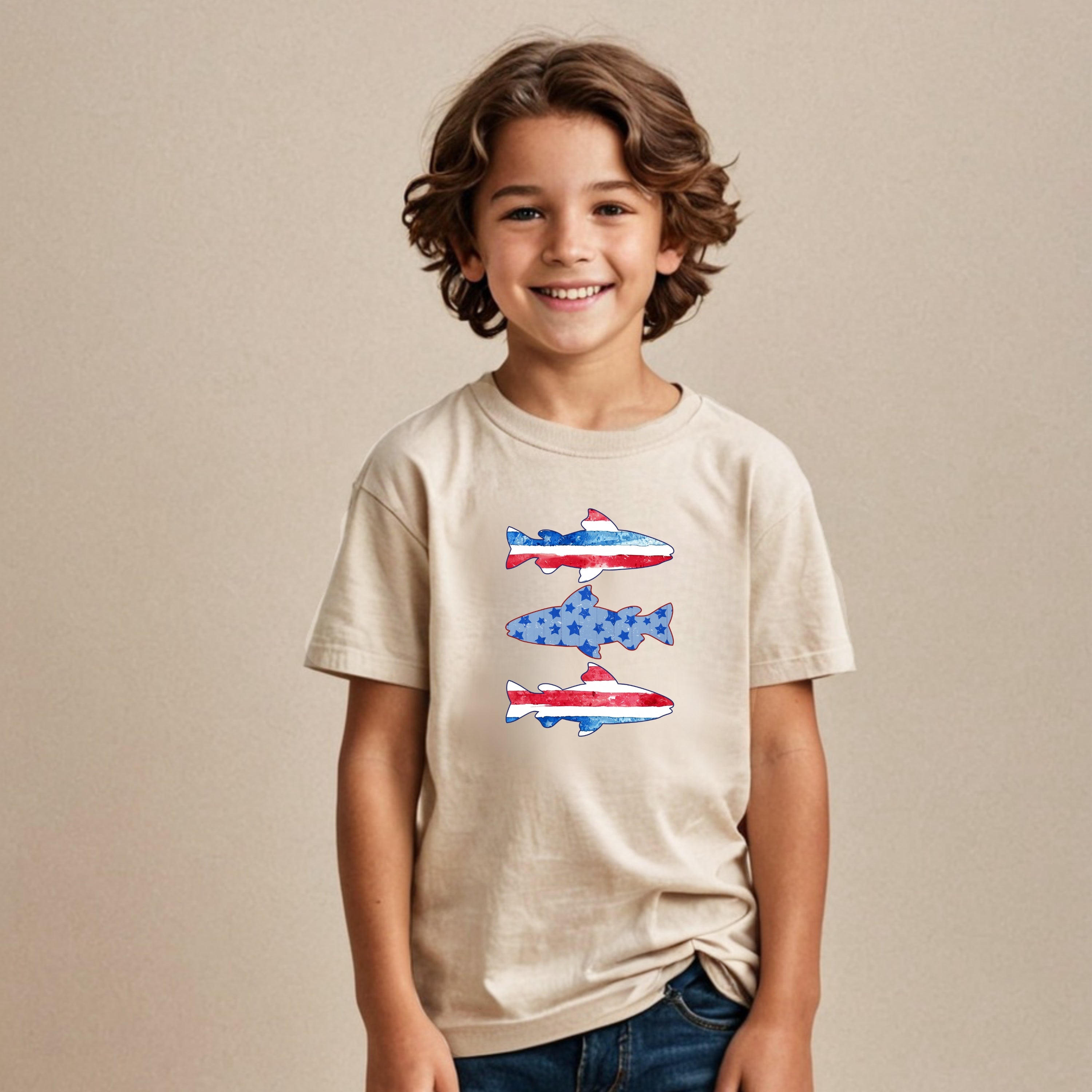Patriotic fish- Short sleeve tee and infant bodysuit - Summit and Nest