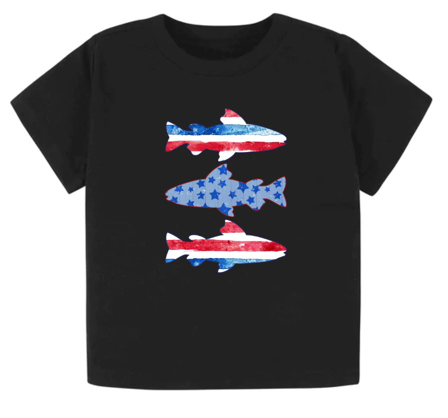 Patriotic fish- Short sleeve tee and infant bodysuit - Summit and Nest