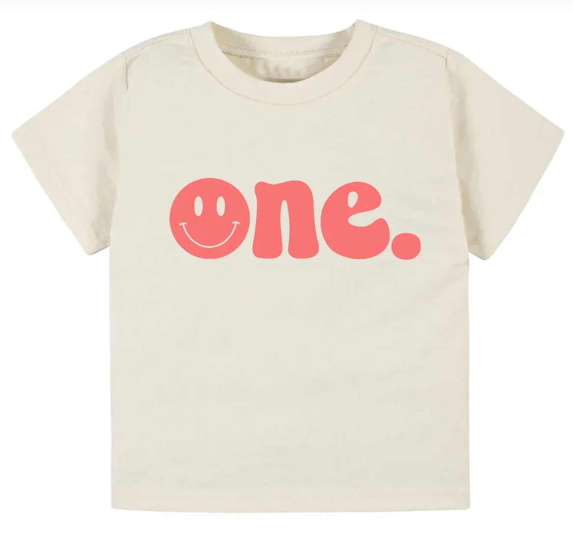 One. Smiley first birthday- Children's shirt and infant bodysuit - Summit and Nest