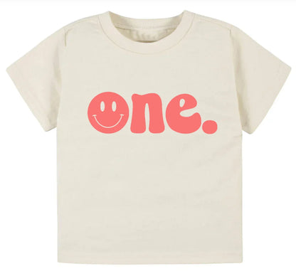 One. Smiley first birthday- Children's shirt and infant bodysuit - Summit and Nest